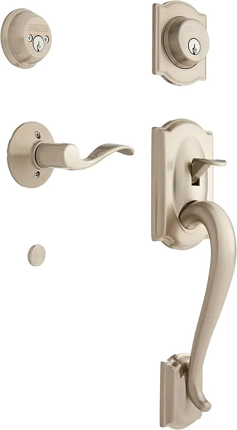 Schlage F62-CAM-ACC-LH Double Cylinder Sectional Handleset with Left Handed Acce, Satin Nickel