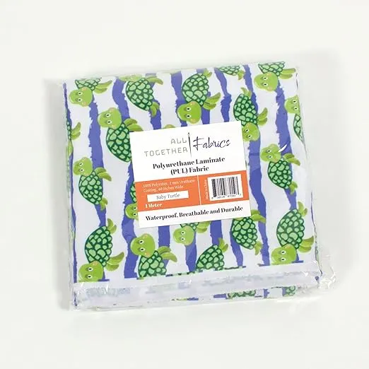 Polyurethane Laminate (PUL) Pre-Cut Fabric by The Meter. Waterproof and Breathable. Perfect for Cloth Diapers and Similar Projects. 1 Meter, Baby Tortuga
