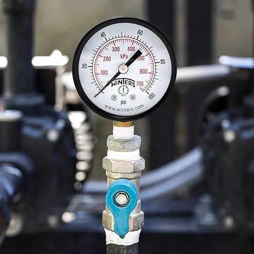 Winters 2 inch Dial Size, Multi Function Economy Utility Dry Pressure Gauge, Brass Internals, Black Steel Case, Dual Scale 0-100 psi/kPa, 3-2-3% Accuracy, 1/4 inch NPT Bottom Mount, Pressure Gauge