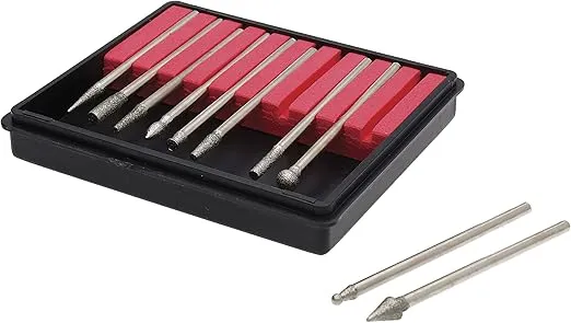 The Beadsmith Burr Set – 10-Piece Diamond Coated Bits – 150 Grit with 2.35mm or 3.17mm Shanks – Use on Metal, Glass, Wood or Ceramics – Perfect for Micro Engravers and Rotary Tools