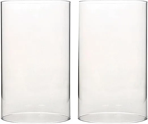 Hosley Elevate Ambiance with Our Set of 2, 7 Inch Clear Glass Hurricane Candle Holders or Sleeves - Elegant Home Decor Accents for Timeless Style