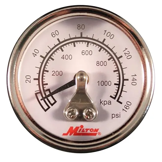 Milton Mini High Pressure Dial Gauge, Brass, 1/8" NPT (1189)