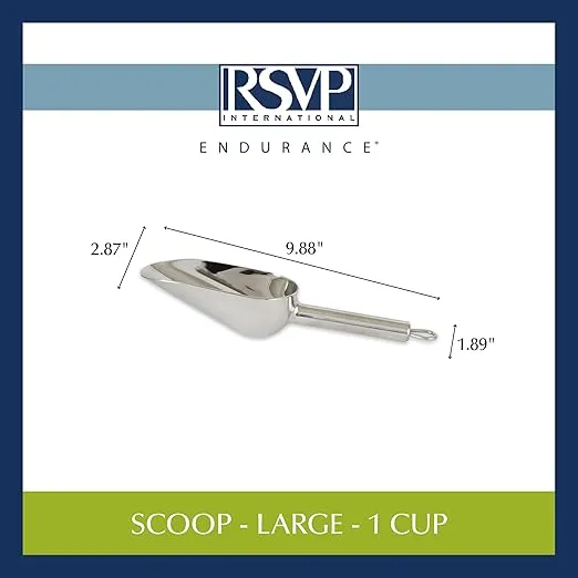 RSVP International Endurance Stainless Steel Measuring Scoop Collection, 1-Cup