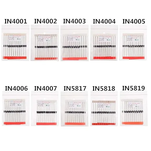 BOJACK 10 Values 300 pcs Rectifier Diodes 1N4001 1N4002 1N4003 1N4004 1N4005 1N4006 1N4007 Schottky Diodes 1N5817 1N5818 1N5819 Assortment Kit
