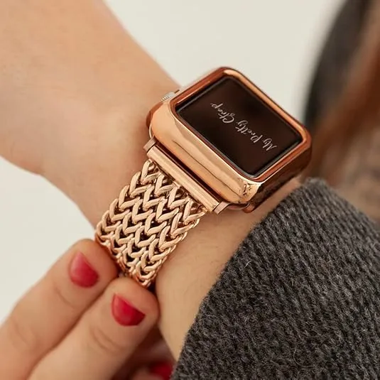 My Pretty Strap Mermaid Band Compatible with Apple WATCH SE Series 9 8 7 6 5 4 3 2 1, 38/40/41mm or 42/44/45/49mm, Stainless Steel Metal Gold for Women