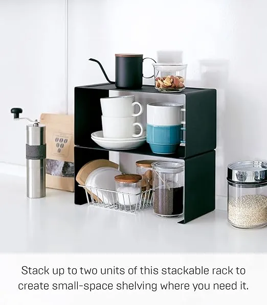 Yamazaki Home Tower Stackable Kitchen Rack - Storage Organizer Counter Shelf - Small - Steel - Stack Up To Two