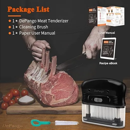 Meat Tenderizer, Meat Needle Tenderizer Tool with 48 Blades Stainless Steel, Take-Apart Steak Tenderizer for Cleaning, Handheld Meat & Poultry Tenderizing Tool for Beef/Pork/Chicken