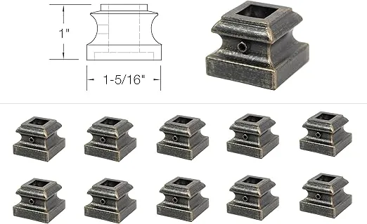 SH900 - Iron Baluster Shoes - Flat Shoes with Screw - for Use with 1/2" Square Balusters - Set of 10 (Oil-Rubbed Bronze)