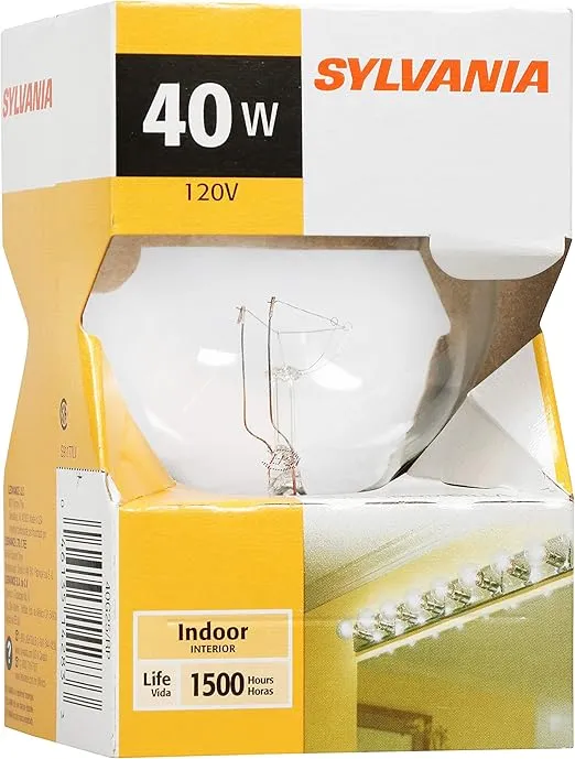 SYLVANIA G25 Incandescent Bulb, Medium Base, 40W, 2850K, Clear Bulbs