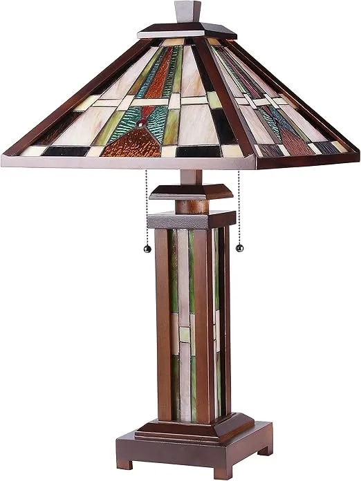 Chloe CH35831WM15-DT3 Percival Double Lit Table Lamp, One Size, Multicolor