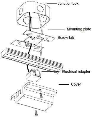 WAC Lighting H Track 120V Floating Canopy Connector to Power Track from Electric Box for H Style 3-Wire Track Systems in Black