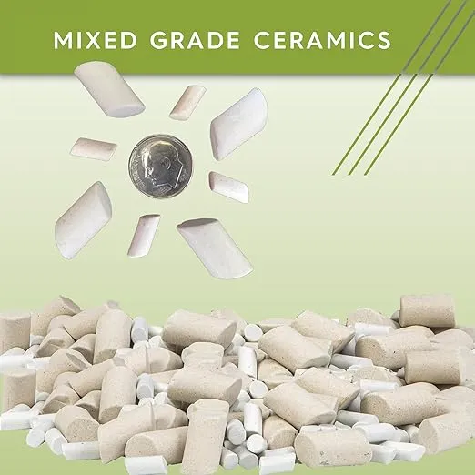 Polly Plastics Rock Tumbling Ceramic Filler Media (Small and Large Mixed Cylinder Size) - Non-Abrasive Ceramic Pellets for All Type Tumblers (1.5 lbs) for Exceptional Results
