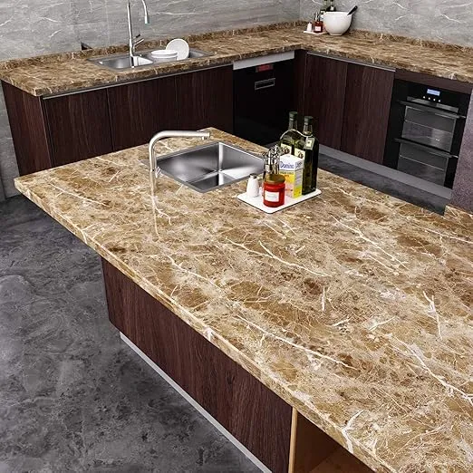 VEELIKE Brown Marble Contact Paper Peel and Stick Countertop Granite Wallpaper for Kitchen Cabinet Vinyl Waterproof Self Adhesive Removable Wall Paper Decorative for Home Decor 15.8"x118"