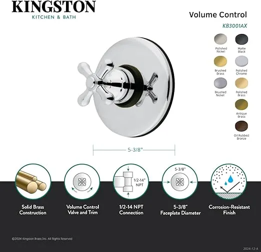 Kingston Brass KB3003AX Vintage Volume Control, Antique Brass