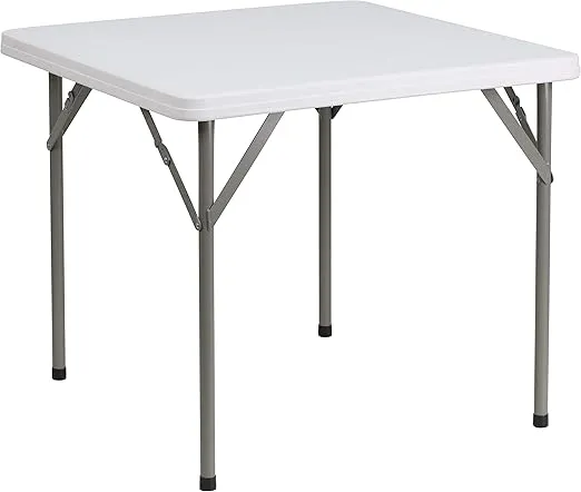 Flash Furniture Elon 2.85' Square Plastic Folding Event Table for Indoor/Outdoor Events, Portable Banquet Table with Locking Legs, White