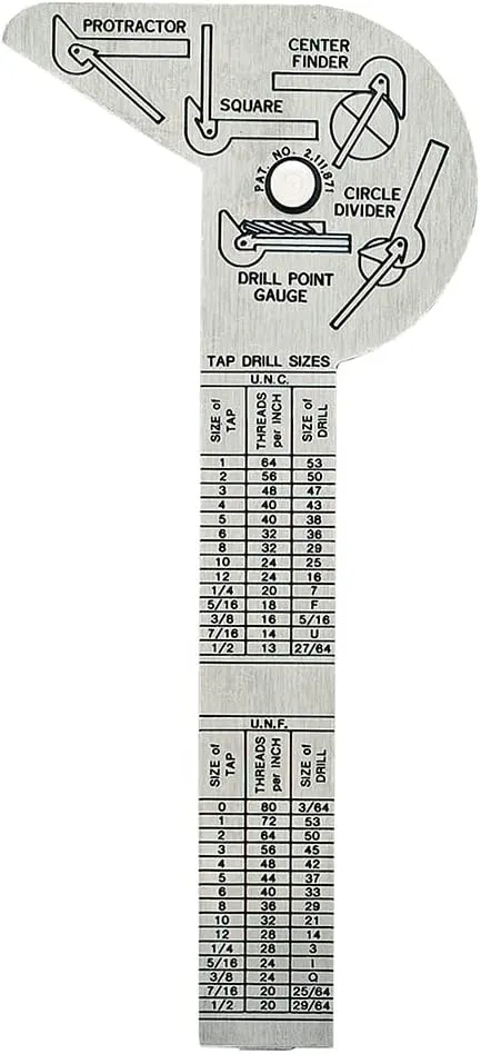 General Tools Pocket-Sized 6-In-1 Multi Use Ruler and Gauge #16ME with 4-Inch Ruler and Etched Graduations in 64ths of an Inch and Millimeters
