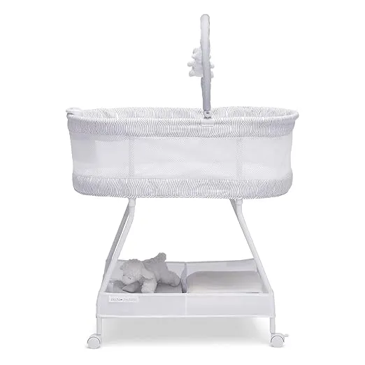 Delta Children Curve Bassinet, White/Grey