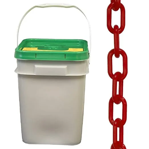 Mr. Chain Plastic Barrier Chain Pail, Red, 2-Inch Link Diameter, 160-Foot Length (50005-P)