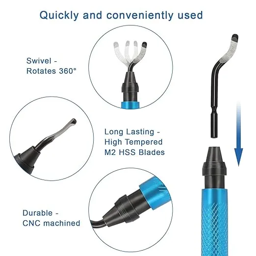 Deburring Tools 6-1/2",Metal Handle Chamfer Tool,Swivel Head Deburring Tool,Removing Burr for Metal Aluminum, Copper, Brass,PVC and Plastic Pipes
