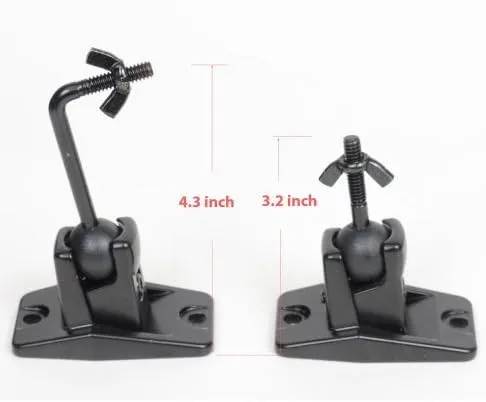 VideoSecu Speaker Wall Ceiling Mount Bracket One Pair for Universal Satellite, fits Keyhole and Thread Hole with 1/4 20 Threads, 4mm and 5mm Black 1ST