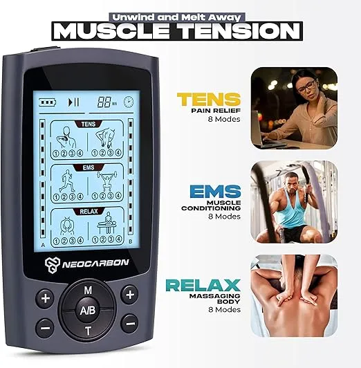 TENS Unit Muscle Stimulator, Electronic PMS Pulse Massager Machine for Shock Physical Therapy, Back Pain Relief, Sciatica and Shoulder Recovery, Gray