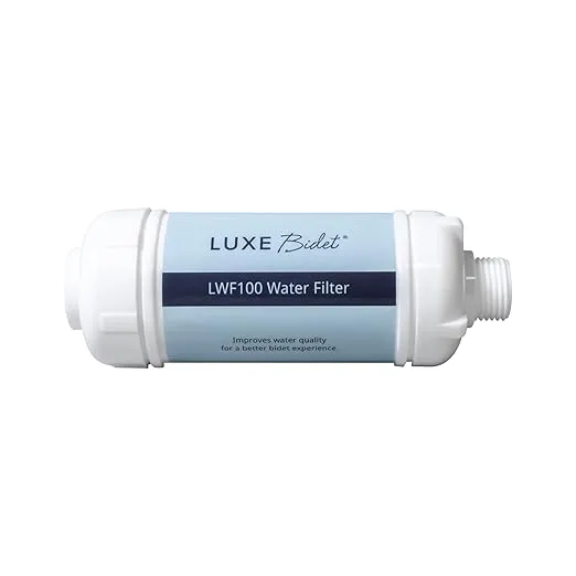 LUXE Bidet 4-in-1 Filtration Water Filter, with PP Cotton, Ion Filtration, and Calcium Salts for Chlorine Removal, with 1/2” Ends Designed to fit NEO Bidets