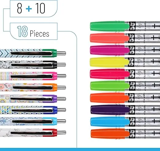 Mr. Pen Bible Journaling Kit, 18 Pack - 10 Gel Highlighters, 8 No Bleed Pens, Bible Pens and Highlighters, No Bleed, Gift