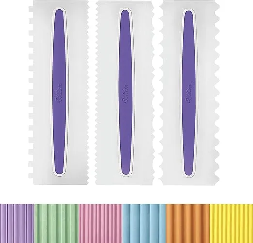 Wilton Comb Icing Smoother Set-3 Piece, White/Purple