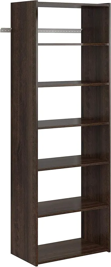 Easy Track PH38-TR Living Essentials Sholf Tower Wood Closet Organizer, Truffle