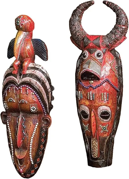 Design Toscano QL919717 Masks of The Congo Wall Sculptures,Woodtone