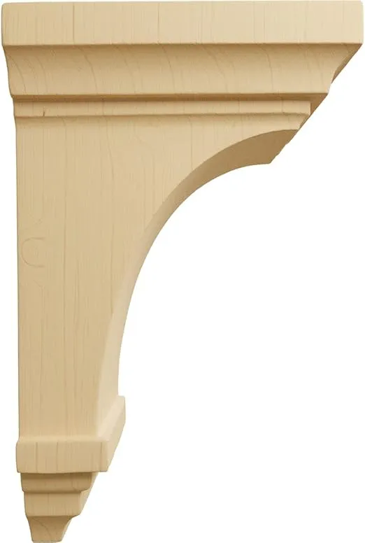 Ekena Millwork CORW03X03X06JEAL Mini Jefferson Wood Corbels, 3 1/2"W x 3 3/4"D x 6"H, Alder