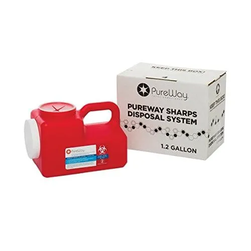 MailBack 1.2 Gallon PureWay Sharps Container Disposal System - [PrePaid Return Label Included] for Home, Travel, Professional, and Personal Use
