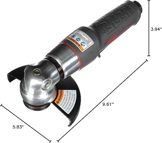 Ingersoll Rand 3445MAX Air Angle Grinder/Cutoff Tool, 4.5" Wheel, 12,000 rpm, 0.88 hp, 5/8"-11 Thread, Rear Exhaust