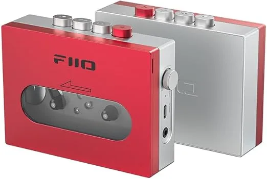 FiiO CP13 Portable Cassette Tape Player with 3.5mm Earphone Jack, Ultra-Low Wow&Flutter, Powered by Type-C or Lithium Battery (Red and Silver)