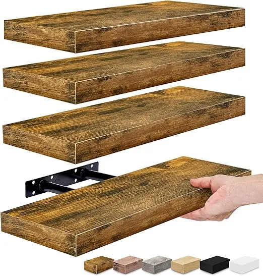 Sorbus Floating Shelves for Wall, Bathroom Shelves Wall Mounted for Kitchen, Bedroom, Living Room, Bathroom Storage, Over Toilet, Hanging Book Shelf for Wall Home Decor (4 Pack)