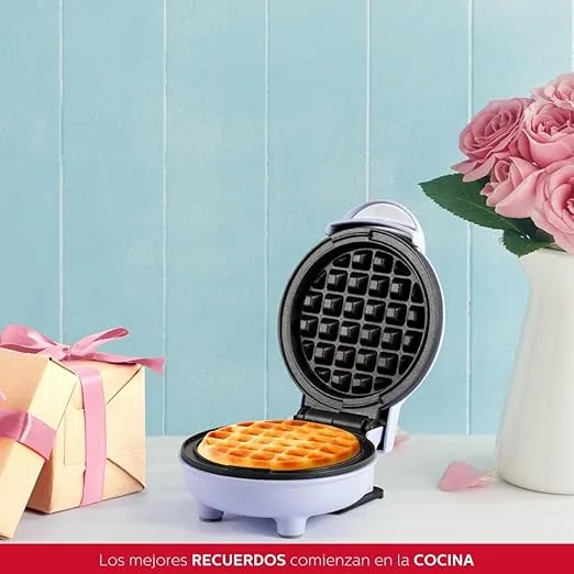 Holstein Housewares Personal/Mini Waffle Maker, Non-Stick Coating, Lavender - 4-inch Waffles in Minutes, Ideal for Breakfast, Brunch, Lunch or Snacks - Lilac Purple