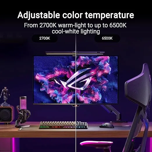 ASUS ROG Aura Monitor Light Bar (ALB01) - Asymmetrical Lighting bar, 3 Modes, RGB Lighting, USB-C, Patented clamp, Magnetic Buckle, Aura Sync Compatible, DisplayWidget Center, Quick Installation