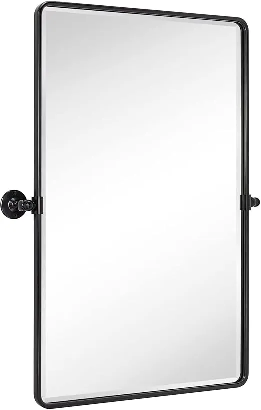 TEHOME Pivot Oil Rubbed Bronze Rectangle Bathroom Mirror Beveled Tilting Rectangular Bathroom Vanity Mirrors for Wall Vertical Wall Mounted Pivoting Mirrors, 25x35''