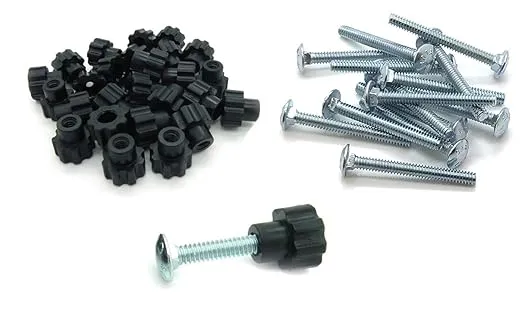 Pet Carrier Metal Bolt Fasteners - Black Nylon Nuts (20 Pack, 1-3/4" Long Bolts)