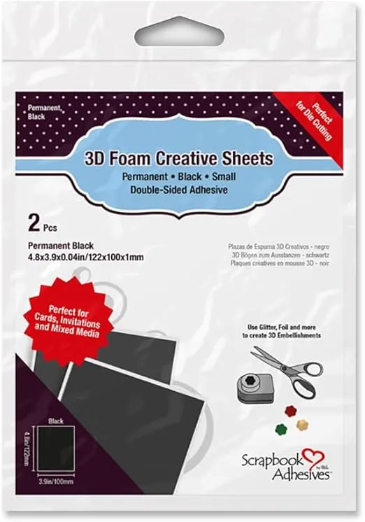 Scrapbook Adhesives by 3L Creative Black 3D Foam Sheets Thin