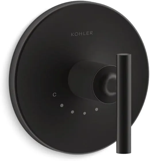 KOHLER Purist Valve trim with lever handle for thermostatic valve, requires valve, Matte Black