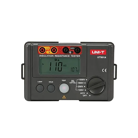 UNI-T Digital Megohmmeter UT501A Insulation Resistance Tester Multimeter, Electrician Megohm Meter, 125V/250V/500V/1000V Test Voltage, 0.01~200Ω Low Resistance Testing, 2000 Counts Auto Ranging