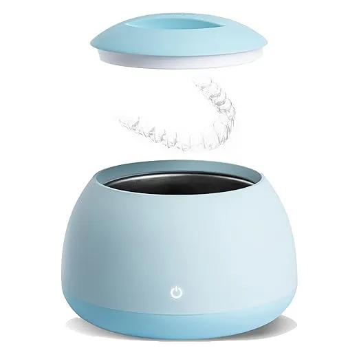 Zima Dental Pod Ultrasonic Cleaner | Sky Blue | Ultrasonic Retainer Cleaner Machine | Mouth Guard Cleaner | Night Guard Cleaner | Aligner Cleaner | Dentures Cleaner | Dental Cleaner