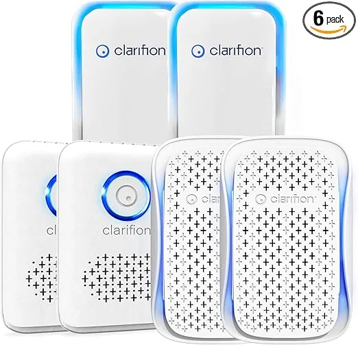 Clarifion Air Ionizer (2 Pack), Clarifion DSTx Portable Air Purifier (2 Pack), and Clarifion ODRx UV-C Light Sanitizer (2 Pack) Bundle