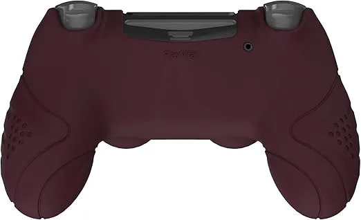 PlayVital Guardian Edition Wine Red Ergonomic Soft Anti-Slip Controller Silicone Case Cover for ps4, Rubber Protector Skin with Joystick Caps for ps4 Slim/Pro Controller
