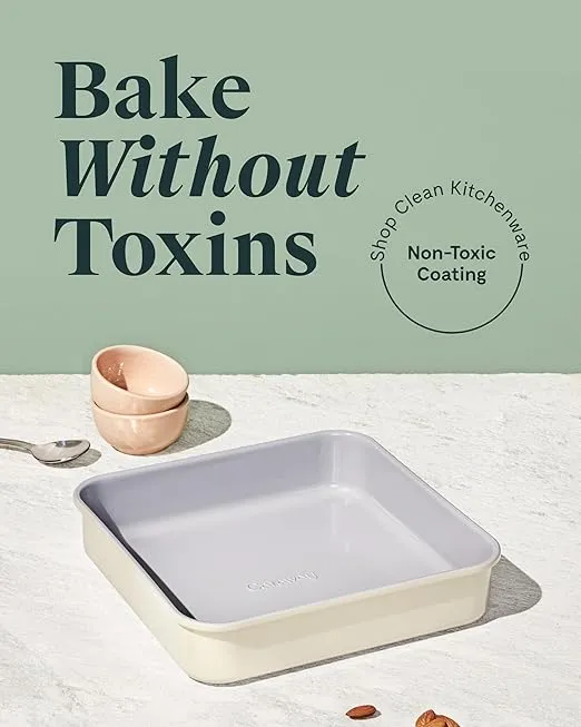 Caraway Non-Stick Ceramic 9” Square Pan - Naturally Slick Ceramic Coating - Non-Toxic, PTFE & PFOA Free - Perfect for Brownies, Lemon Bars, Cakes, & More - Navy