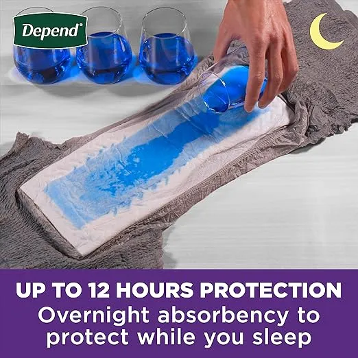 Depend Night Defense Adult Incontinence Underwear for Men, Disposable, Overnight, Small/Medium, Grey, 26 Count, Packaging May Vary