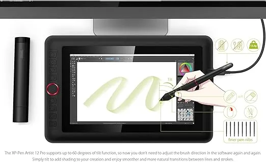 XPPen Artist12 Pro 11.6" Drawing Tablet with Screen Pen Display Full-Laminated Graphics Tablet with Tilt Function Battery-Free Stylus and 8 Shortcut Keys(8192 Levels Pen Pressure and 72% NTSC)