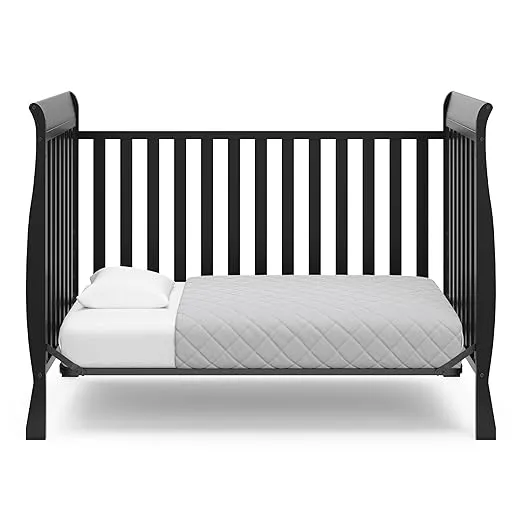 Storkcraft Maxwell Convertible Crib (Black) – GREENGUARD Gold Certified, Converts to Toddler Bed and Daybed, Fits Standard Full-Size Crib Mattress, Classic Crib with Traditional Sleigh Design