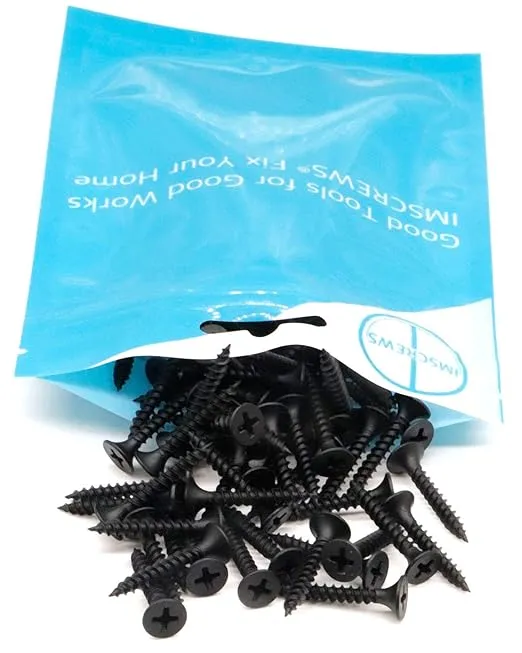 100pcs #6 x 1 Flat Head Phillips Drywall Screws Fine Thread Sharp Point Wood Screw, Carbon Steel 1022A, Black Phosphate